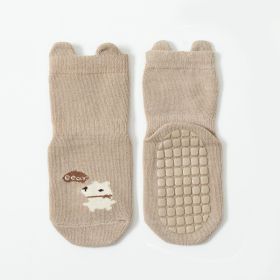 Spring And Autumn Children's Anti-slip Cartoon Room Socks (Option: Khaki-L)