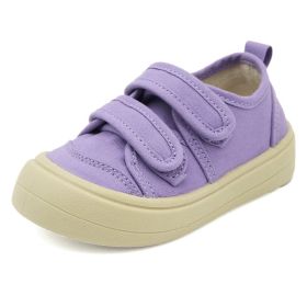 Children's Canvas Shoes Spring And Autumn Velcro Boys 'and Girls' Sneakers Big Toe Cloth Shoes (Option: Purple-Size 29)
