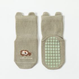 Spring And Autumn Children's Anti-slip Cartoon Room Socks (Option: Green-L)