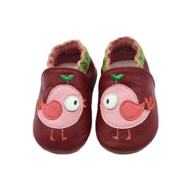 Cowhide Baby Cartoon Toddler Shoes (Option: Purplish Red Bird-XL)
